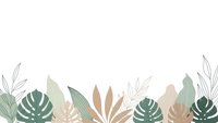 Tropical leaves border frame with monstera and palm foliage in earthy tones on white background for botanical design projects and nature themes.