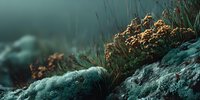 Underwater coral reef ecosystem with marine life and aquatic vegetation in deep ocean environment for nature and marine biology concepts.