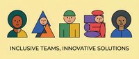 Diverse team members represented as colorful geometric shapes with different ethnicities working together for inclusive business solutions and innovation.
