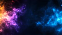 Vibrant cosmic nebula with glowing orange, pink and blue colors swirling in dark space creating dramatic ethereal atmosphere for creative backgrounds and designs.