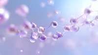 Delicate water drops on thin thread creating magical bokeh effect in soft purple and pink tones, macro photography with shallow depth of field for dreamy atmosphere.