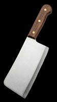 Meat cleaver with wooden handle and stainless steel blade, isolated on transparent background. Ready for kitchen, culinary, butcher, restaurant clipart, stickers, and print on demand use.