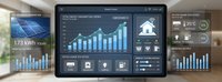 Smart home energy management dashboard displaying real-time consumption data, charts and controls on tablet and mobile devices for efficient monitoring.
