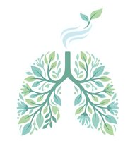 Green lungs made of leaves and branches with fresh air steam on white background. Concept for respiratory health, clean breathing, environmental wellness.