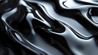 Monochromatic abstract liquid metal surface with flowing waves and curves creating dramatic light and shadow play on black background. Suitable for luxury design projects.