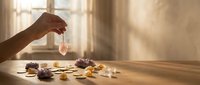 Hand decorating homemade chocolate truffles with white chocolate drizzle in warm sunlit kitchen for gourmet dessert preparation and confectionery making.