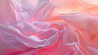 Soft flowing fabric in pink and coral tones creates gentle waves and folds with ethereal light effects, abstract luxury background for elegant designs.