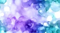 Dreamy watercolor background in purple and turquoise with soft bokeh effect and flowing organic shapes creates ethereal atmosphere for creative designs and layouts.
