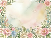 Watercolor floral frame with pink and cream roses, green foliage, and soft pastel background. Isolated design element for invitations, greeting cards, and wedding stationery projects.