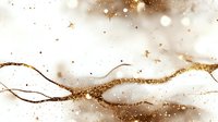 Elegant gold glitter wave on soft cream background with sparkling particles and bokeh effect, creating luxurious festive atmosphere.
