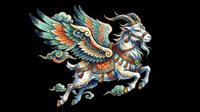 Ornate winged lion with decorative patterns in teal, orange, and gold, isolated on transparent background. Ready for t-shirt design, clipart, stickers, sublimation, and print-on-demand products.