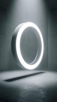 Glowing neon zero digit illuminated in modern concrete interior space with dramatic lighting effects for contemporary design projects.