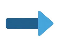 Blue gradient arrow pointing right isolated on white background for web design, presentations and user interface elements.