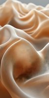 Soft peach fabric with gentle folds and waves creating an elegant texture, suitable for fashion, wedding, or luxury background designs.
