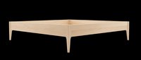 Wooden bed frame with minimalist design, isolated on transparent background. Ready for interior design, furniture catalogs, e-commerce, print-on-demand, and digital home decor projects.