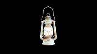 Vintage kerosene lantern with cream and gold metal frame, glass panels, and hanging handle isolated on transparent background. Ready for clipart, t-shirt design, stickers, and print-on-demand products.