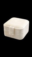 Cream velvet jewelry box isolated on transparent background, ready for design use in stickers, print on demand, sublimation, clipart, and t-shirt design.