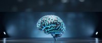 Digital brain with glowing neural networks floating in futuristic laboratory environment for artificial intelligence and neuroscience concepts.
