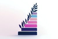 Minimalist geometric staircase in gradient pink and blue tones with decorative navy leaf element on white background, isolated design for modern business concepts.