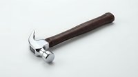Claw hammer with wooden handle isolated on white background for construction and carpentry projects.