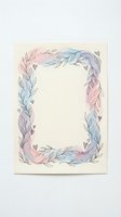 Watercolor floral border frame with pastel leaves and hearts on cream background for wedding invitations, greeting cards and stationery design.