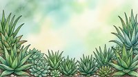 Watercolor succulent plants border frame with soft green tones creating natural botanical composition for wedding invitations and organic design projects.