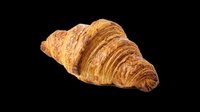 Freshly baked golden croissant isolated on transparent background, ready for t-shirt design, stickers, clipart, print on demand, and sublimation projects.