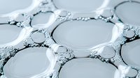 Microscopic view of cellular structure in grayscale showing interconnected circular patterns with detailed membrane-like borders and bubble formations. Scientific research concept.