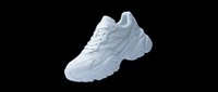 Chunky white athletic sneaker with thick sole and modern design, isolated on transparent background. Ready for t-shirt designs, clipart, stickers, print-on-demand products, and sublimation projects.