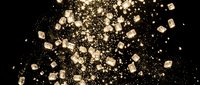 Floating golden cubes and sparkling particles burst across black background, creating dynamic motion effect for luxury, celebration, success, and premium design projects.