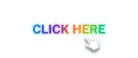 Colorful rainbow gradient click here button with cursor pointer icon isolated on white background for web design and UI.