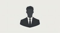 Black silhouette of businessman in suit and tie on light background, minimalist profile avatar design for professional business applications and social media.