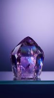 Stunning purple amethyst crystal with blue reflections on gradient background for luxury jewelry design and spiritual wellness concepts.