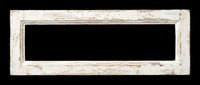 Rustic white wooden frame with distressed finish, isolated on transparent background. Ready for design use on t-shirts, posters, clipart, stickers, and print-on-demand products.