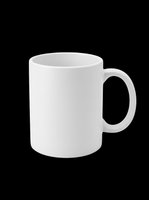 Blank white ceramic mug isolated on transparent background, ready for sublimation, print-on-demand, and custom design projects. Perfect for t-shirt mockups and merchandise.