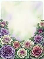 Watercolor roses in shades of purple, pink, and cream arranged along bottom border with soft green and lavender washes above, isolated on white background for greeting cards and invitations.