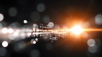 Digital code stream with glowing light effect and bokeh on dark background, futuristic technology concept for data transfer and programming.