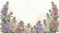 Watercolor floral border with purple, pink, and white wildflowers on a light background, perfect for cards, invitations, and stationery.