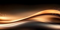 Elegant flowing waves in copper and bronze tones with sparkling light particles create dynamic movement against dark background, suitable for luxury designs.