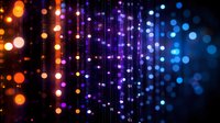 Abstract colorful bokeh lights background with sparkling effects transitioning from warm orange to cool blue tones for digital design and creative projects.