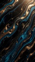 Luxurious fluid art with swirling teal and gold marble patterns, glittering with metallic accents on dark background. Perfect for elegant design projects and premium branding applications.