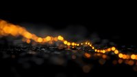Golden string lights create magical bokeh effect against dark background, shallow depth of field captures warm glowing orbs in dreamy perspective.
