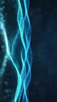 Abstract blue digital wave with flowing particles and light effects on dark background for technology and science concepts.