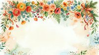 Watercolor floral border with orange roses, green foliage, and botanical elements on isolated white background, ready for wedding invitations, greeting cards, and design projects.