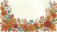 Autumn floral border with chrysanthemums, roses and leaves on cream background for seasonal greeting cards, wedding invitations and fall decorations.