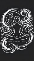 Minimalist meditation silhouette surrounded by flowing ornamental swirls on dark background for wellness and mindfulness designs.