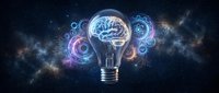 Glowing light bulb with brain and digital circuit patterns symbolizing innovation, creativity, and intelligent technology solutions for business concepts.
