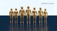 Golden human figures standing together in unity representing diversity teamwork and inclusion concepts for business presentations and social campaigns.