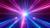 Futuristic neon tunnel with glowing pink and blue light rays creating dynamic perspective effect, perfect for technology backgrounds and modern design projects.
