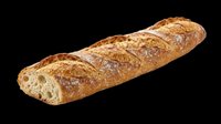 Crusty artisan baguette loaf isolated on transparent background, ready for bakery menus, food packaging, restaurant designs, print-on-demand products, and culinary graphics.